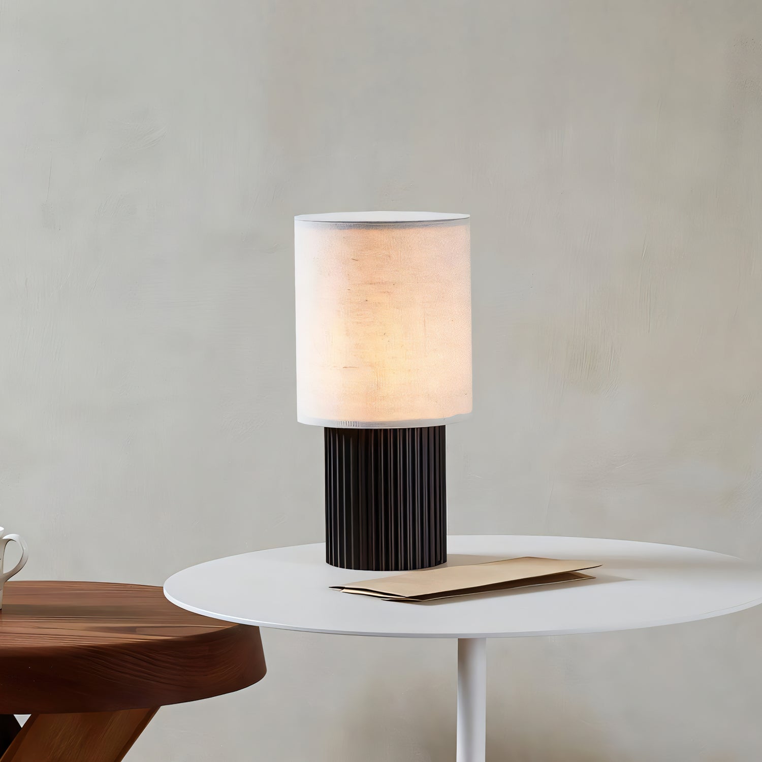 Ripples Wood & Fabric Table Lamp - Letslighting