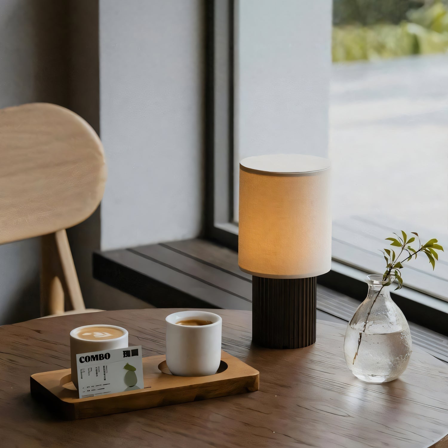 Ripples Wood & Fabric Table Lamp - Letslighting