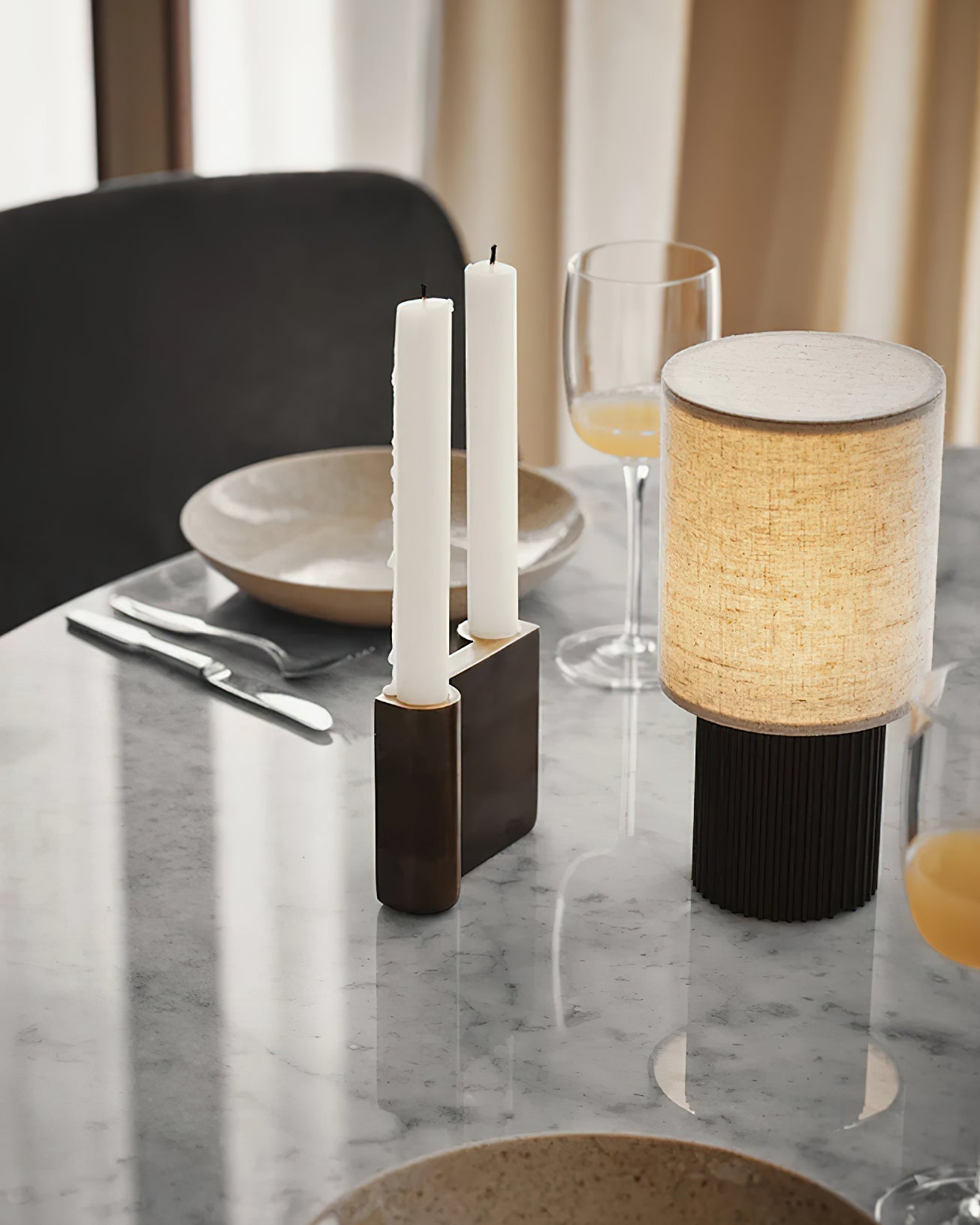 Ripples Wood & Fabric Table Lamp - Letslighting