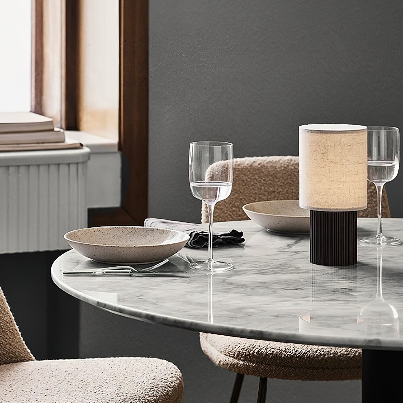 Ripples Wood & Fabric Table Lamp - Letslighting