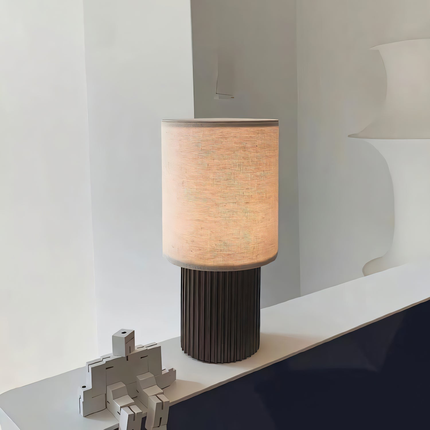 Ripples Wood & Fabric Table Lamp - Letslighting