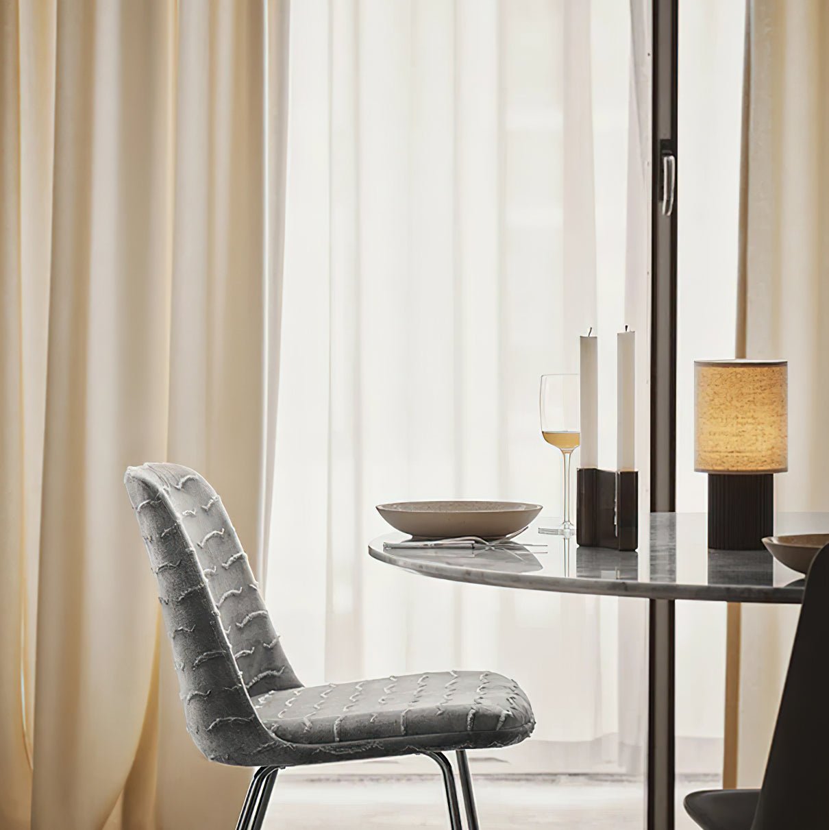 Ripples Wood & Fabric Table Lamp - Letslighting