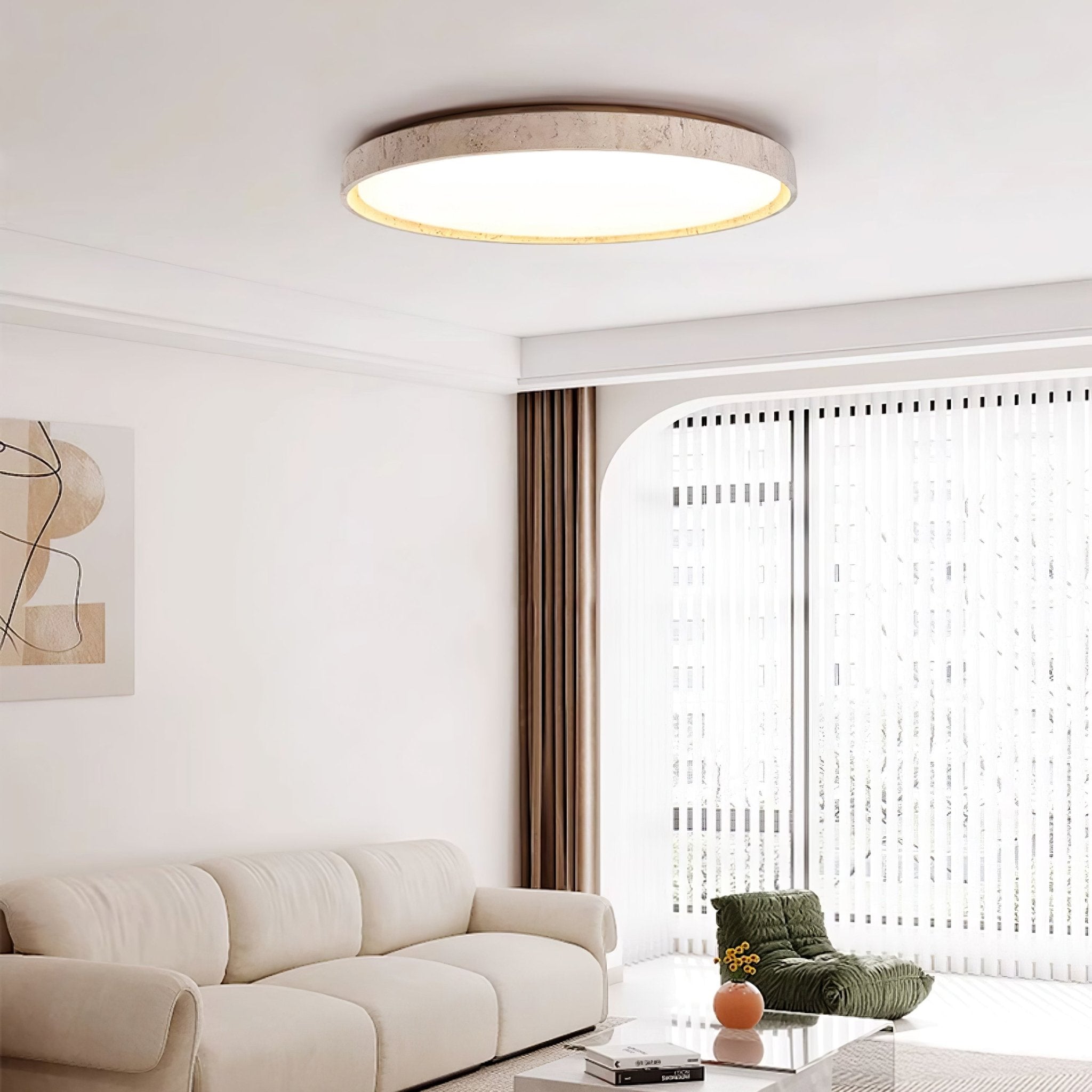 Kathy Travertine Round Ceiling Light