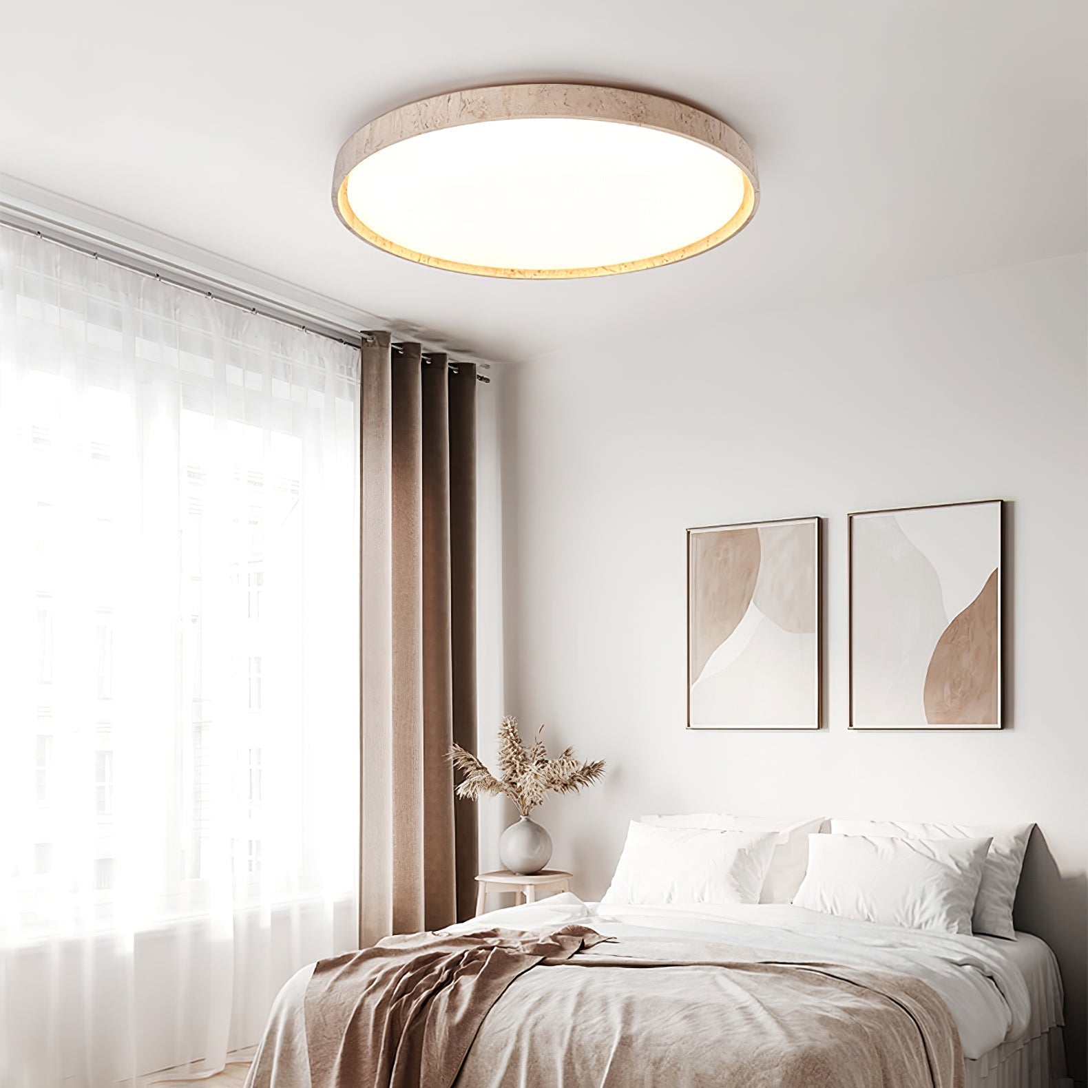 Kathy Travertine Round Ceiling Light