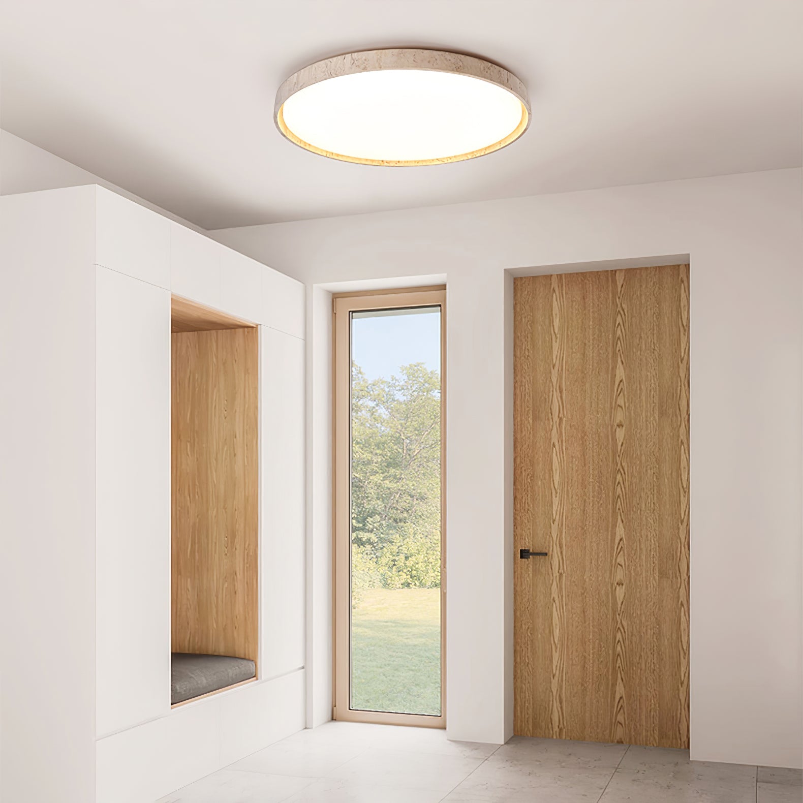 Kathy Travertine Round Ceiling Light