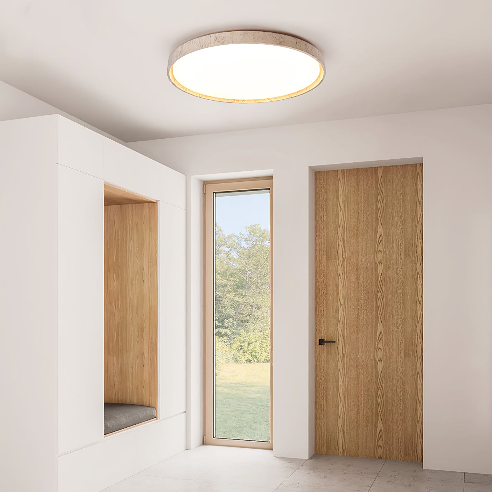 Kathy Travertine Round Ceiling Light