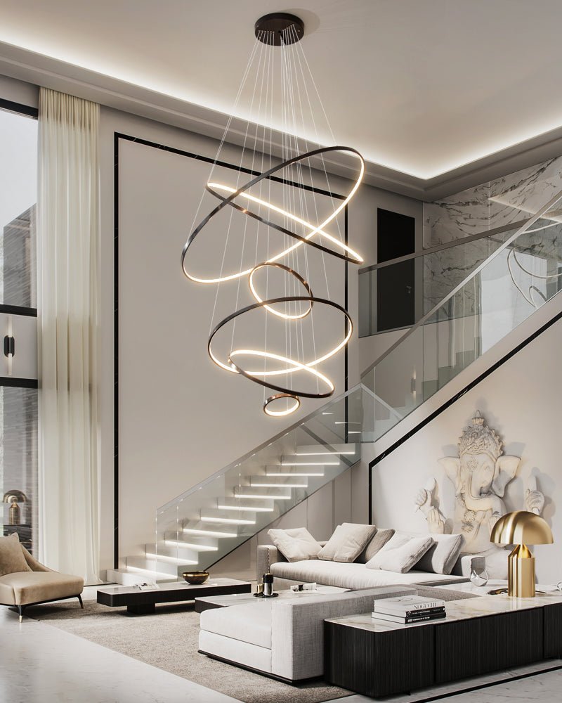 Arthaila Modern Minimalist Rings Brass Plastic Chandelier - Letslighting