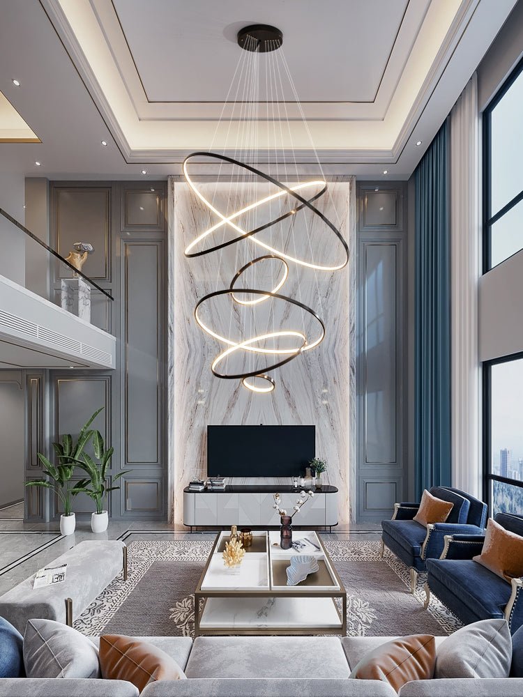 Arthaila Modern Minimalist Rings Brass Plastic Chandelier - Letslighting