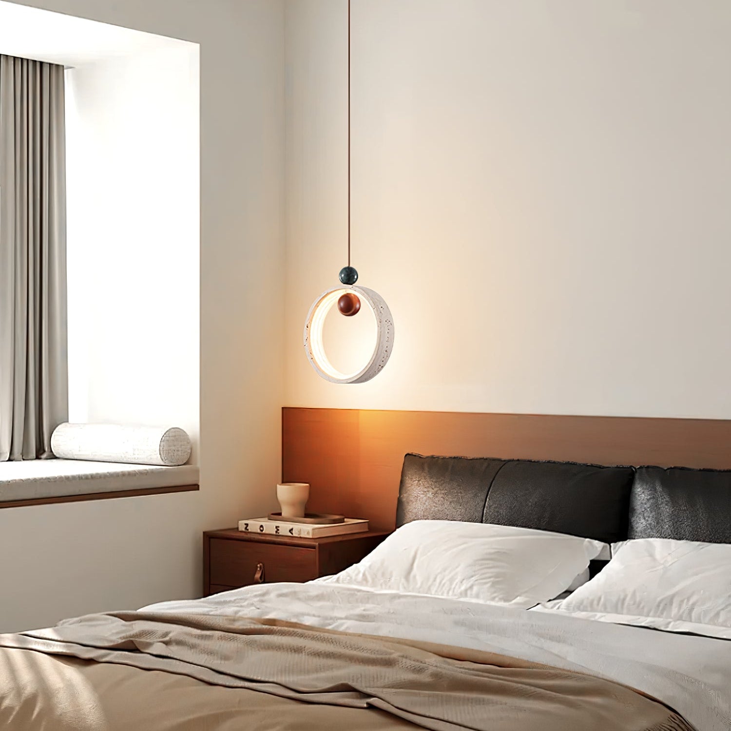 Vovinyra Circular Travertine Pendant Light - Letslighting