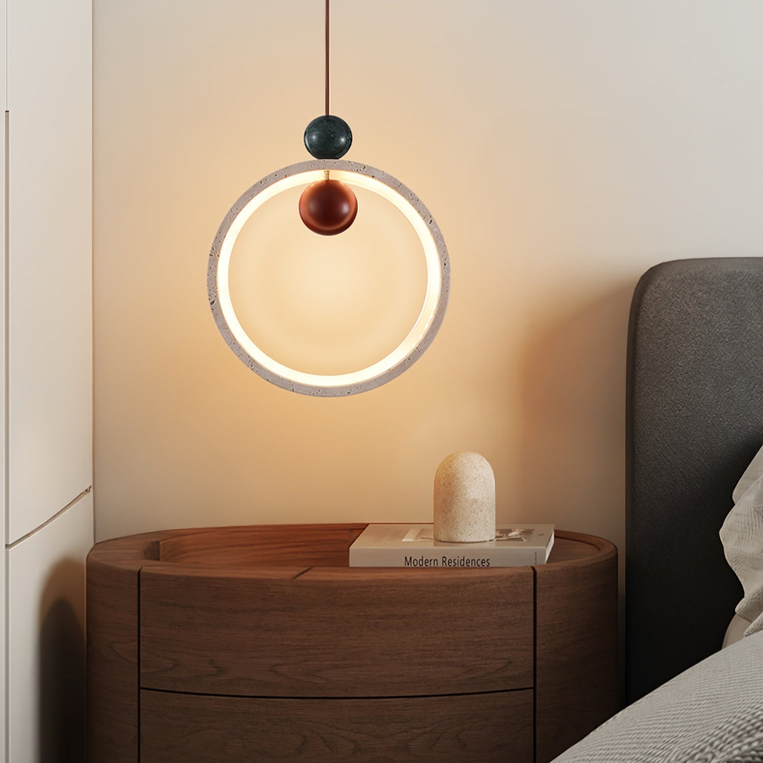 Vovinyra Circular Travertine Pendant Light - Letslighting