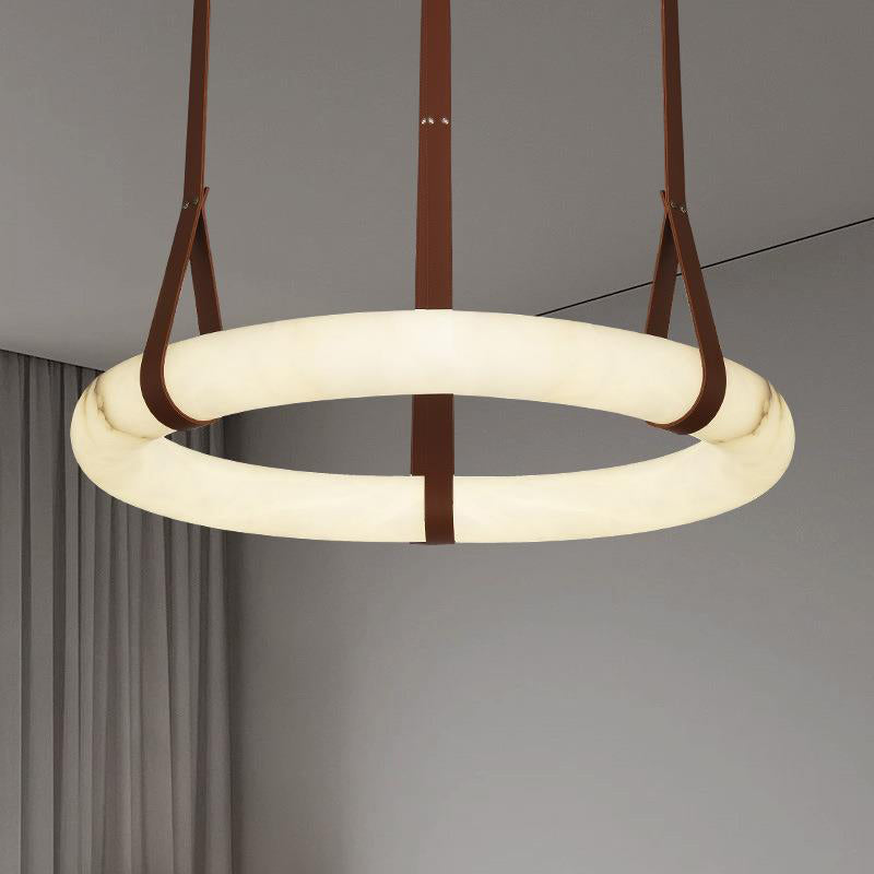 Luste Alabaster Chandeliers Ring Leather Strap Version B - Letslighting