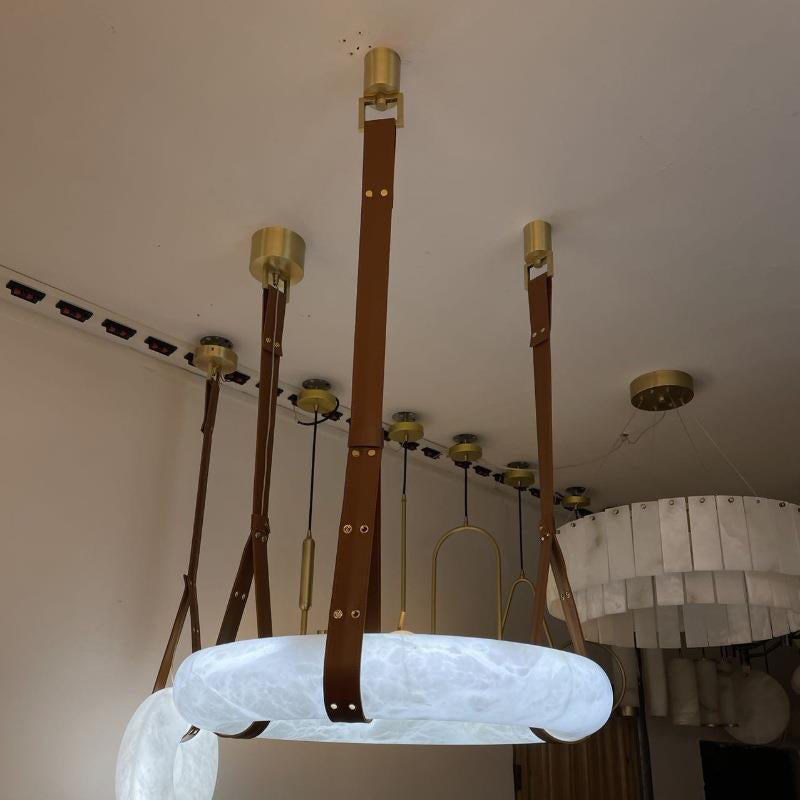 Luste Alabaster Chandeliers Ring Leather Strap Version B - Letslighting