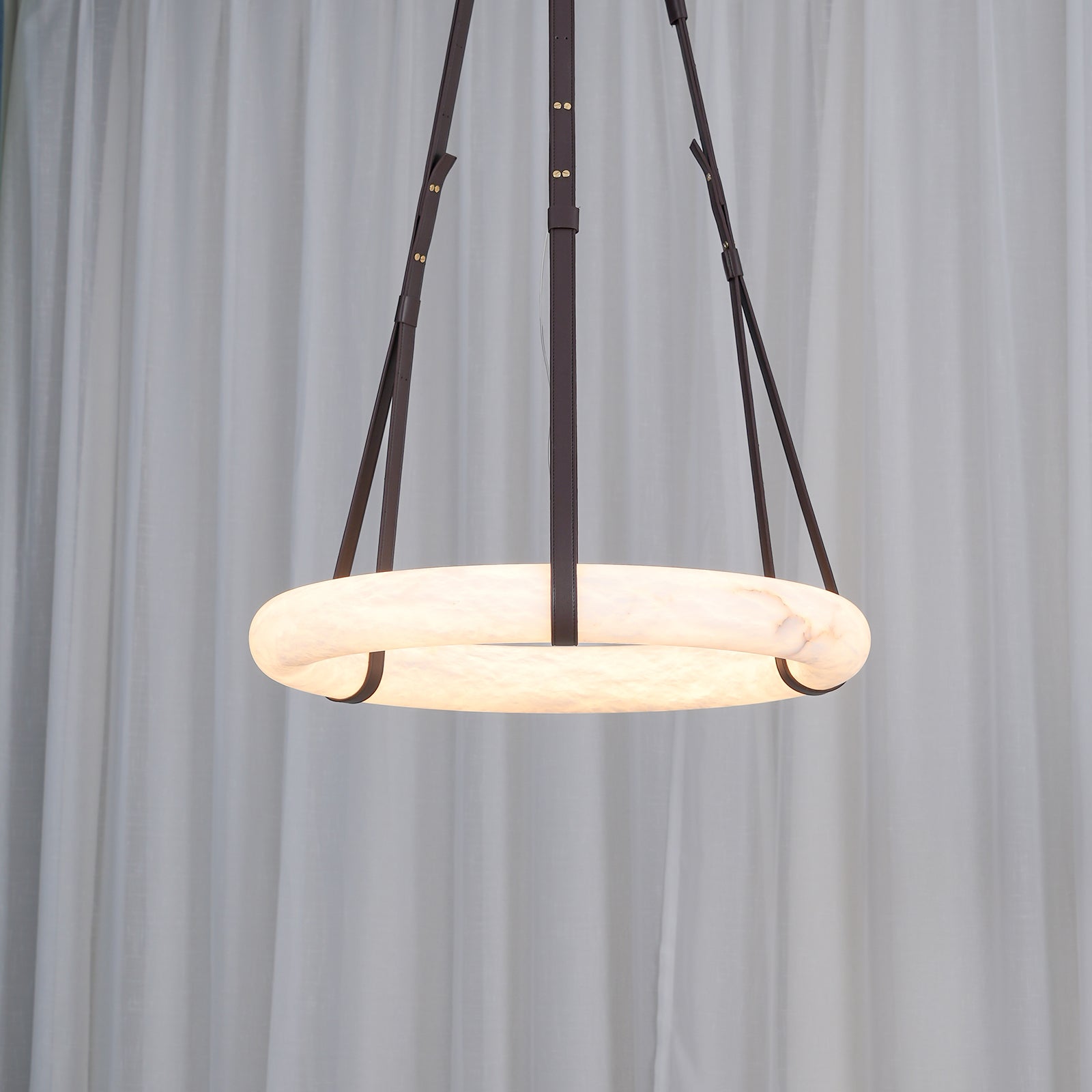 Luste Alabaster Chandeliers Ring Leather Strap Version B - Letslighting