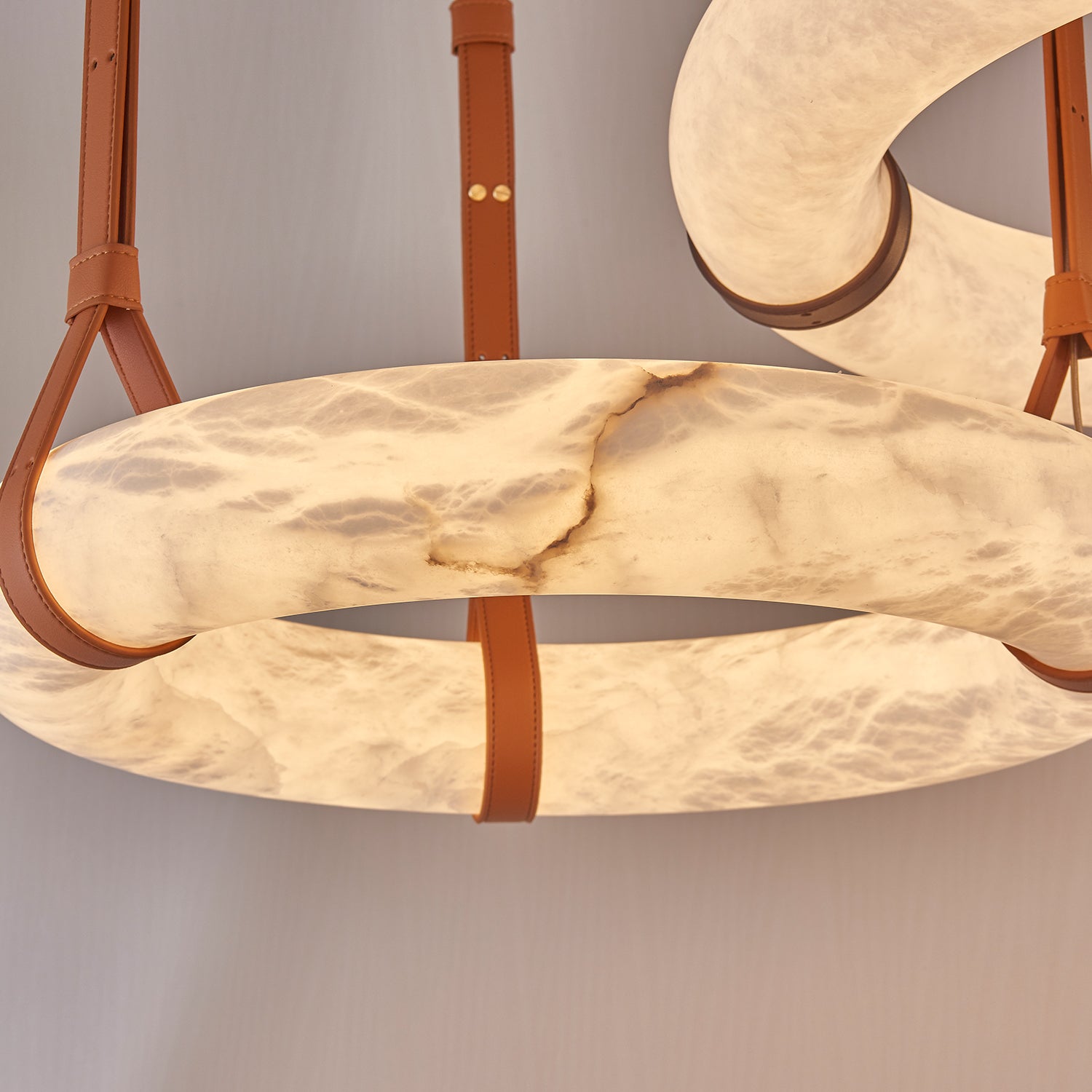 Luste Alabaster Chandeliers Ring Leather Strap Version B - Letslighting