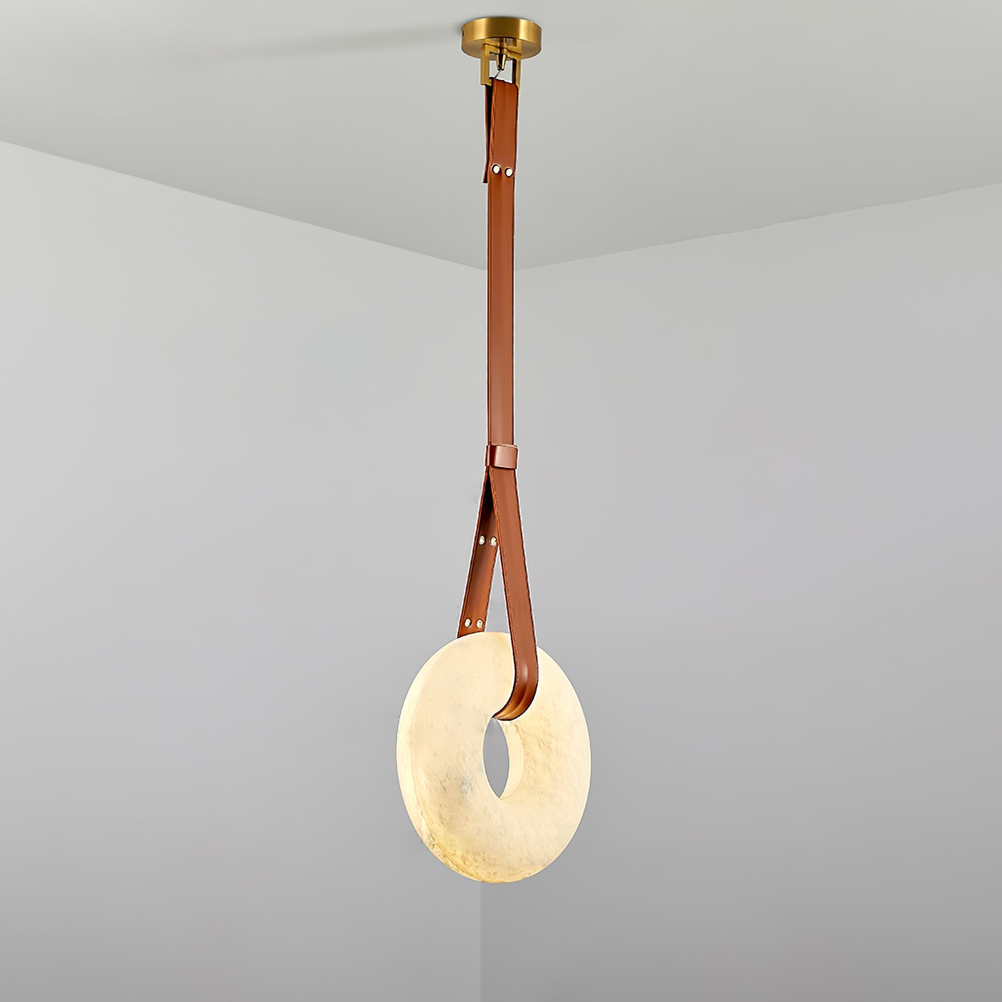 Luste Alabaster Chandeliers Ring Leather Strap Version B - Letslighting