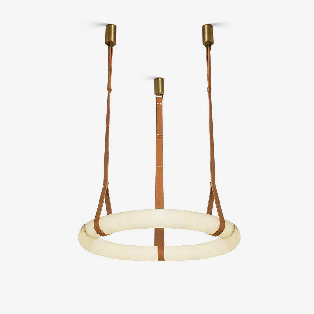 Luste Alabaster Chandeliers Ring Leather Strap Version B - Letslighting