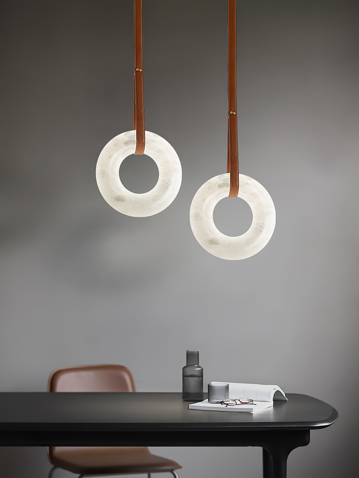 Luste Alabaster Chandeliers Ring Leather Strap Version B - Letslighting