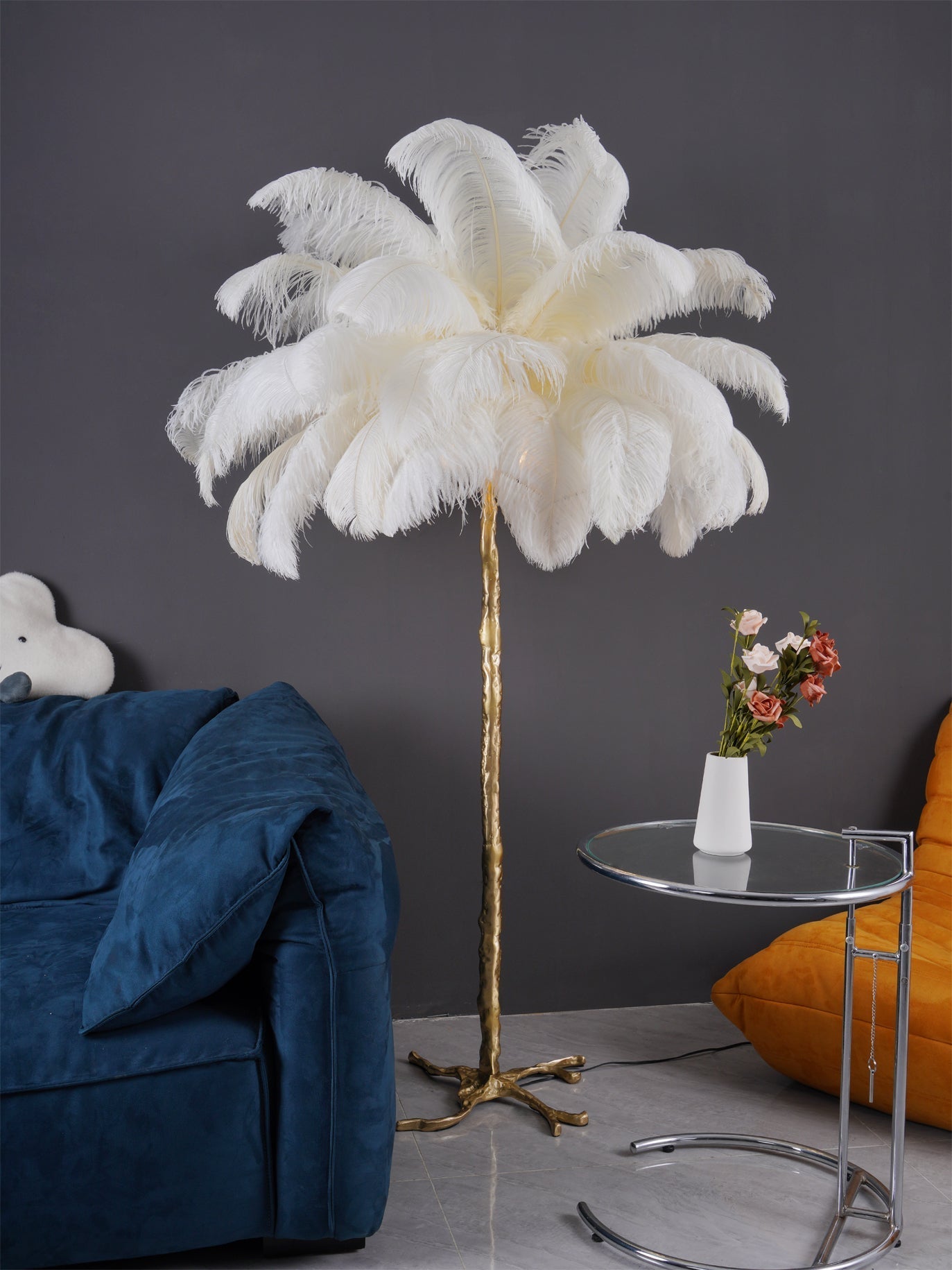 Selis Feather Brass Floor Lamp - Letslighting
