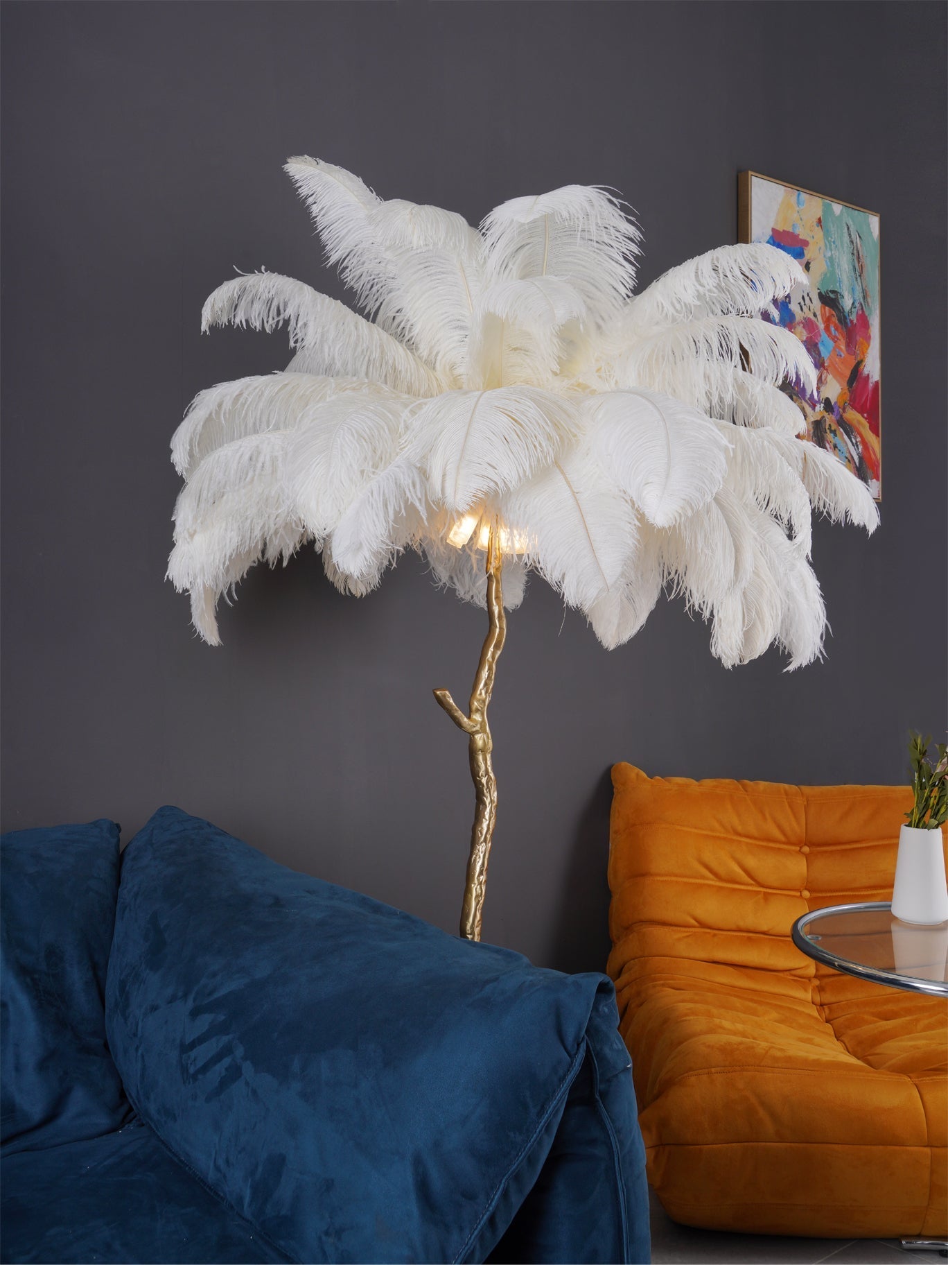 Selis Feather Brass Floor Lamp - Letslighting