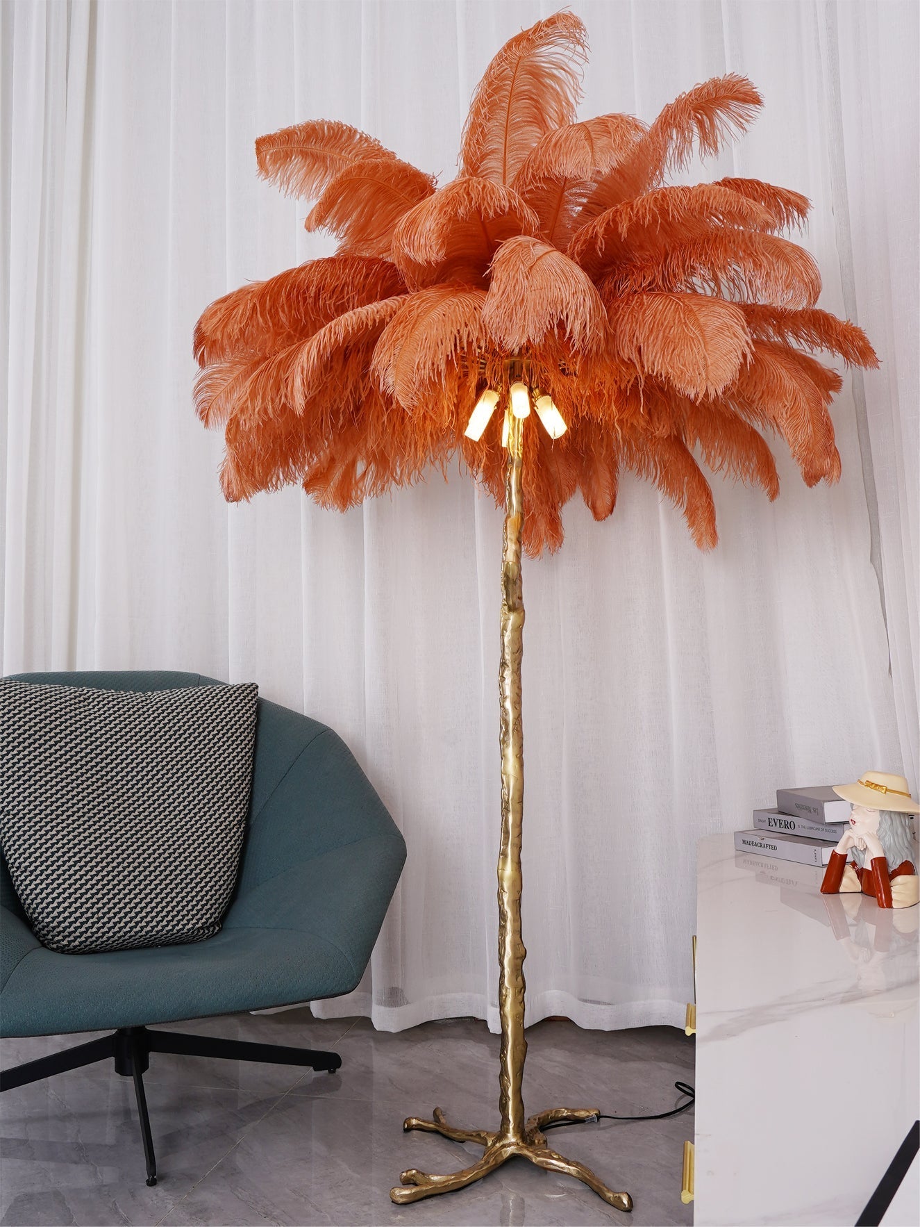 Selis Feather Brass Floor Lamp - Letslighting