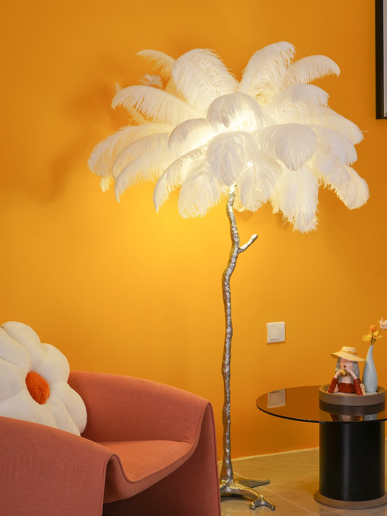 Selis Feather Brass Floor Lamp - Letslighting