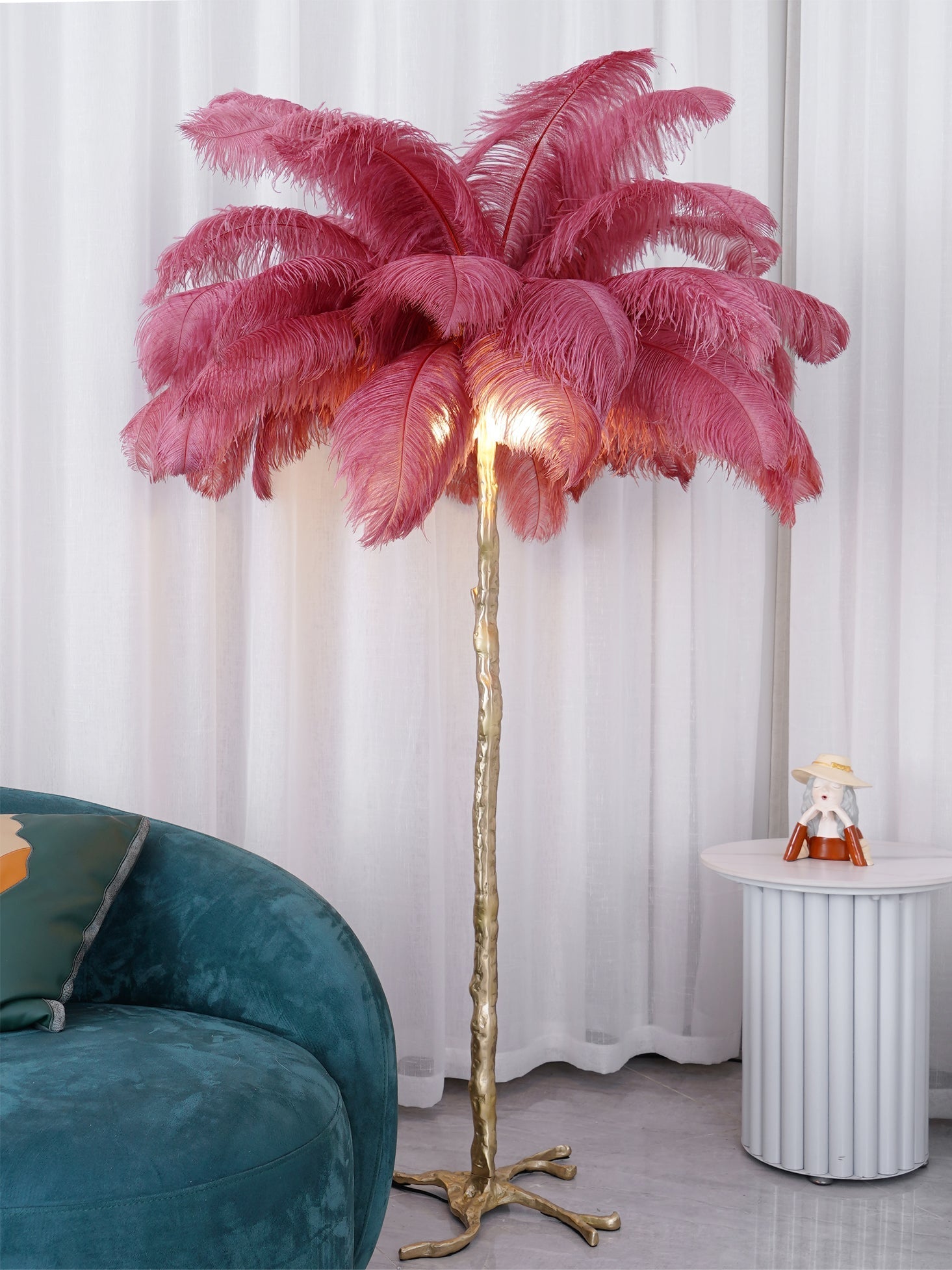 Selis Feather Brass Floor Lamp - Letslighting
