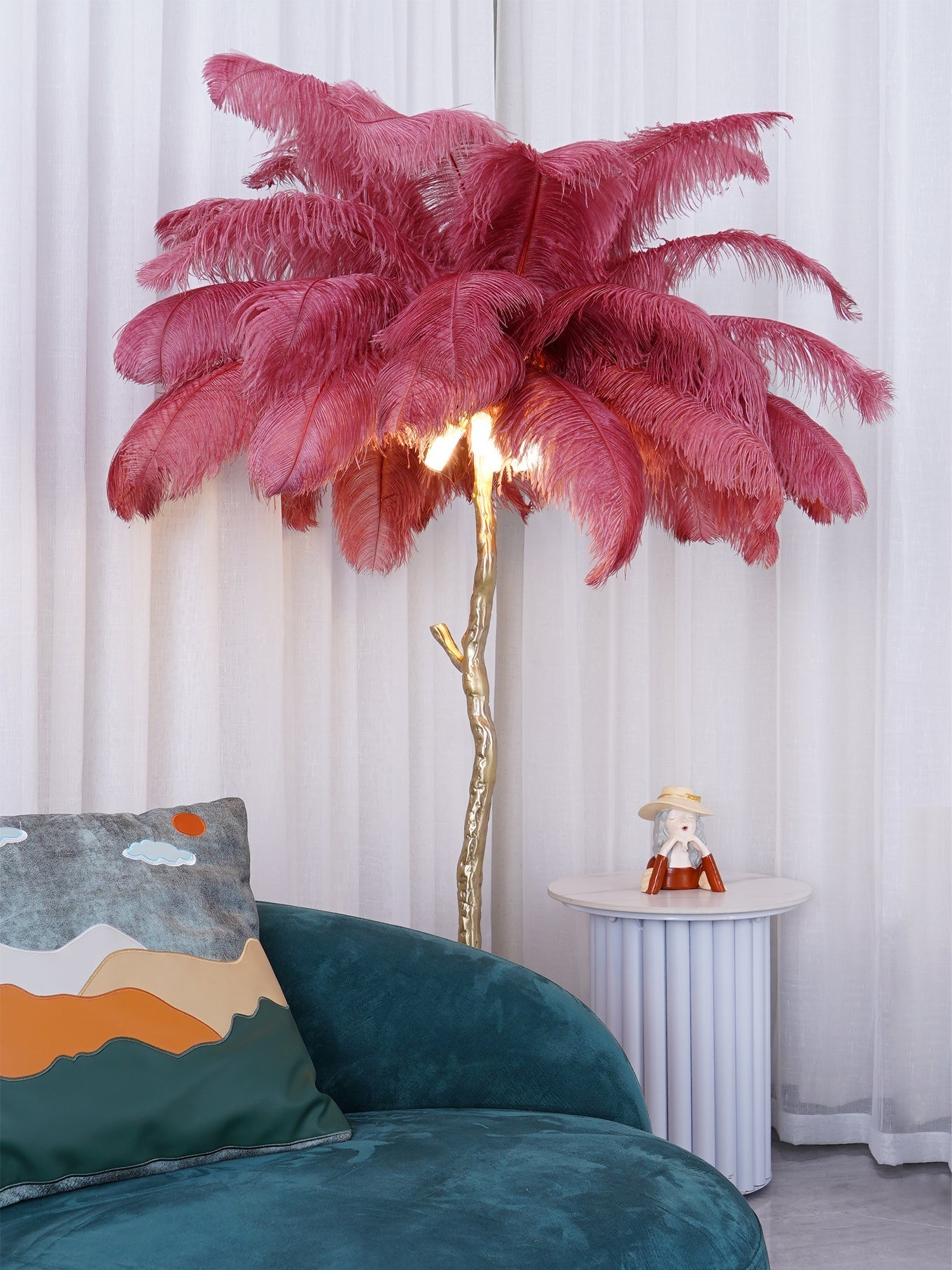 Selis Feather Brass Floor Lamp - Letslighting