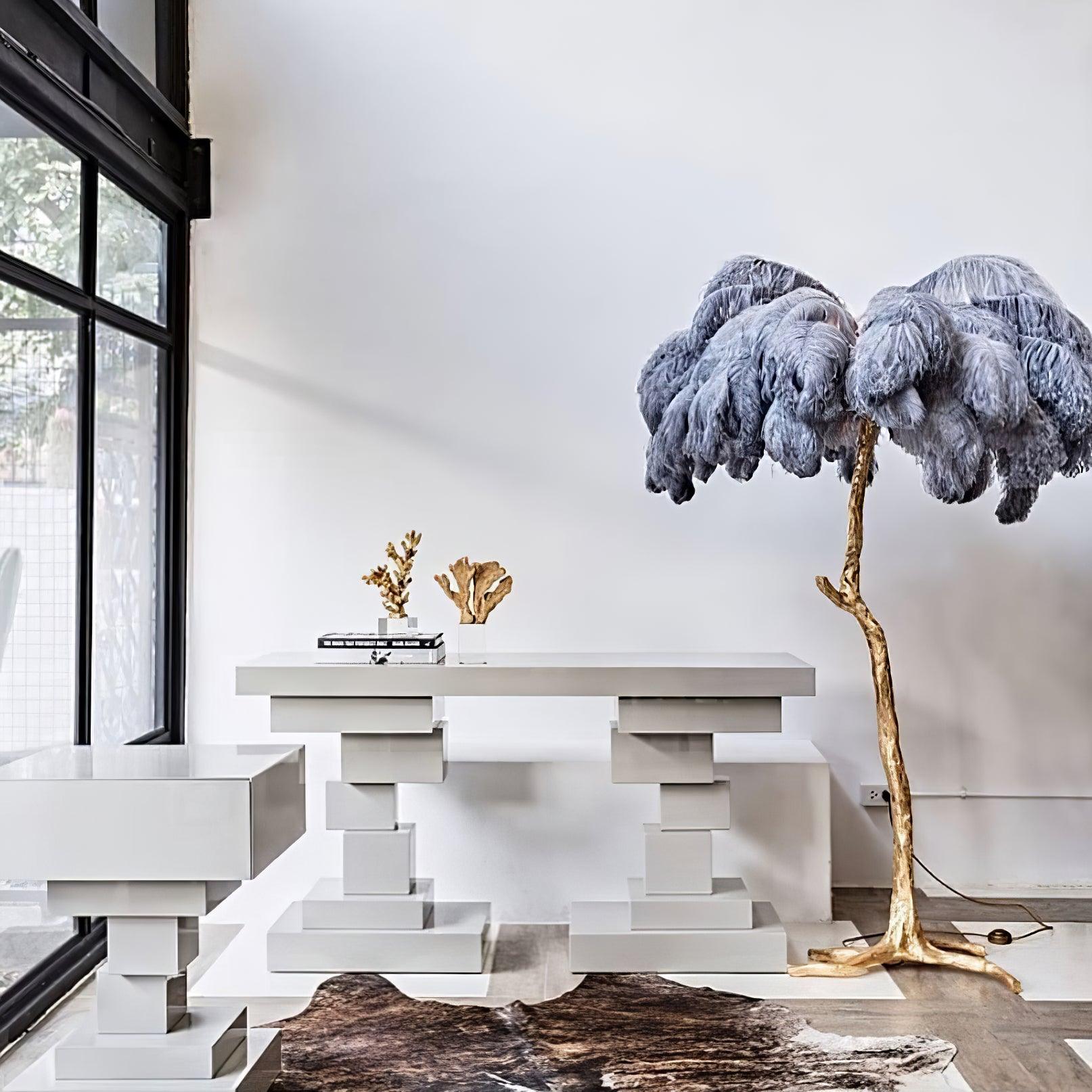 Selis Feather Brass Floor Lamp - Letslighting