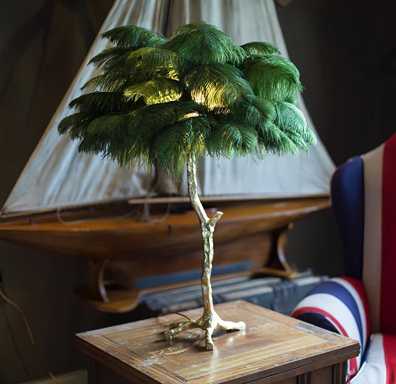 Zephyan Brass Feather Elegant Table Lamp - Letslighting