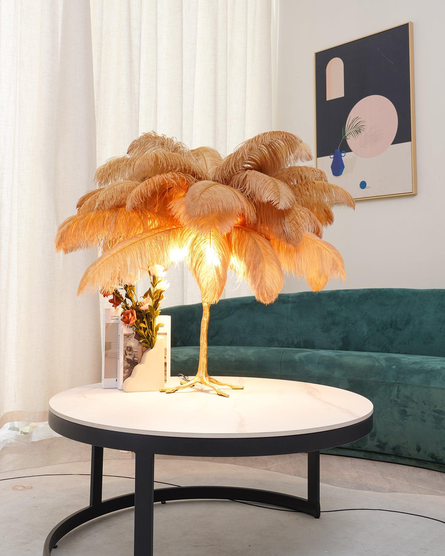 Zephyan Brass Feather Elegant Table Lamp - Letslighting