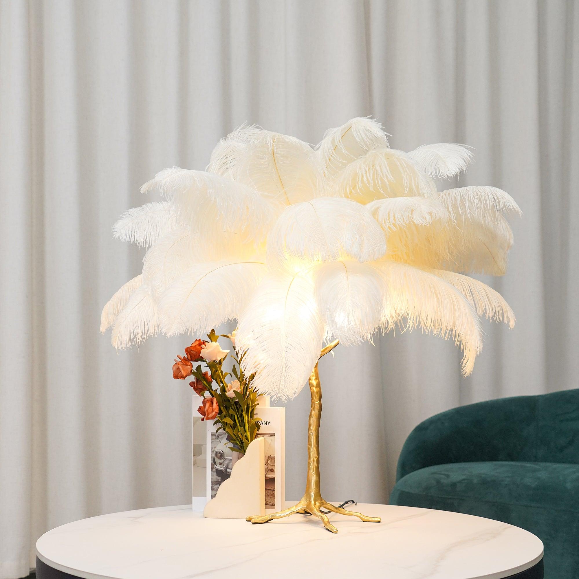 Zephyan Brass Feather Elegant Table Lamp - Letslighting