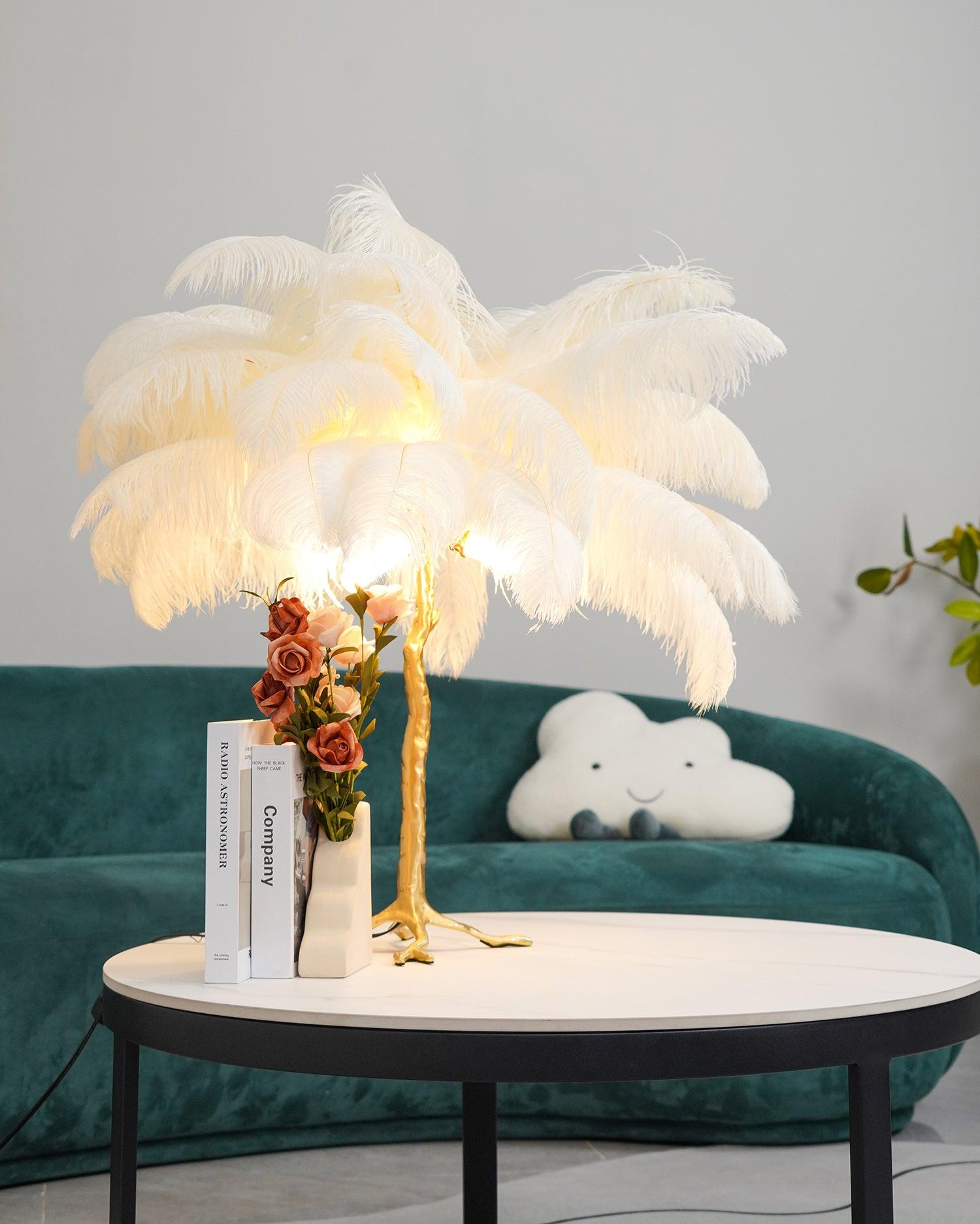Zephyan Brass Feather Elegant Table Lamp - Letslighting