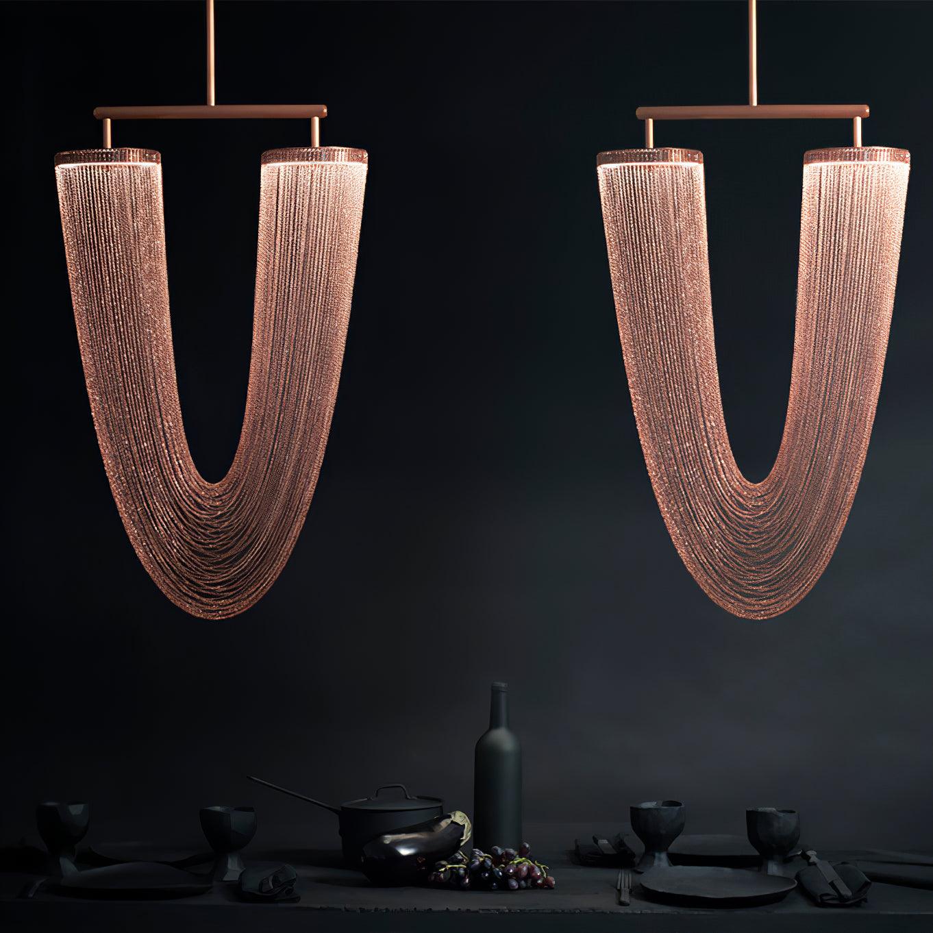 Lustra Pendant Light Copper Chain Sculptural Modern - Letslighting