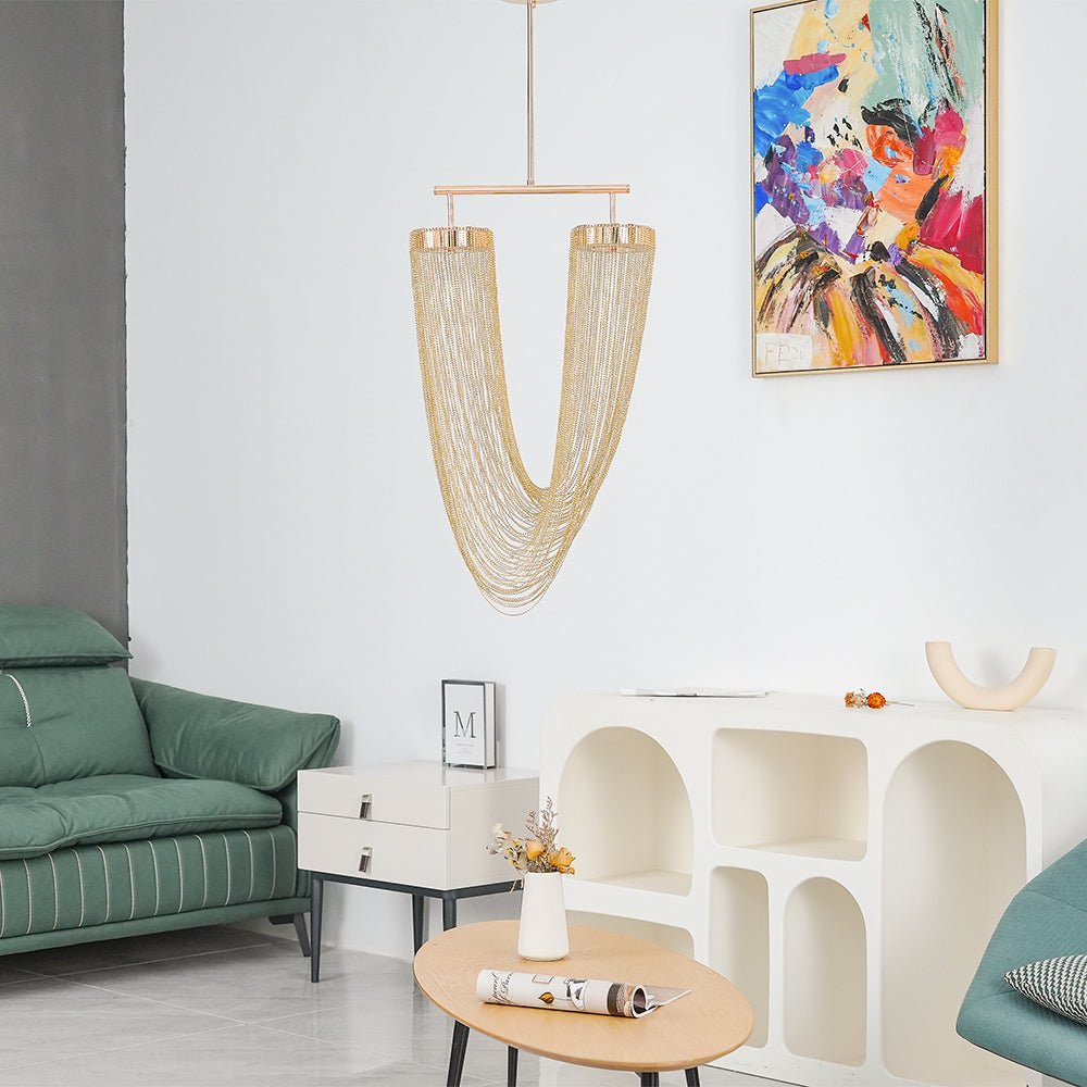 Lustra Pendant Light Copper Chain Sculptural Modern - Letslighting
