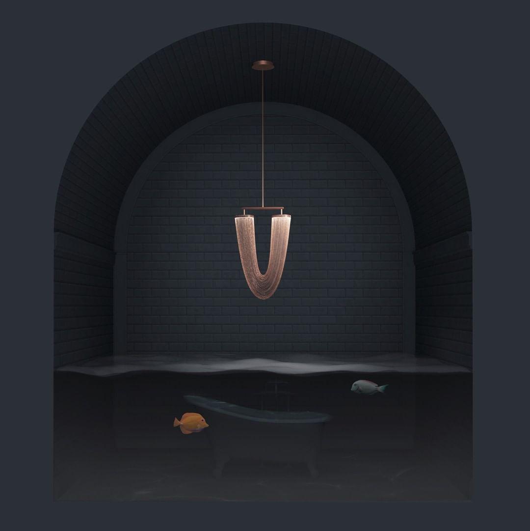 Lustra Pendant Light Copper Chain Sculptural Modern - Letslighting