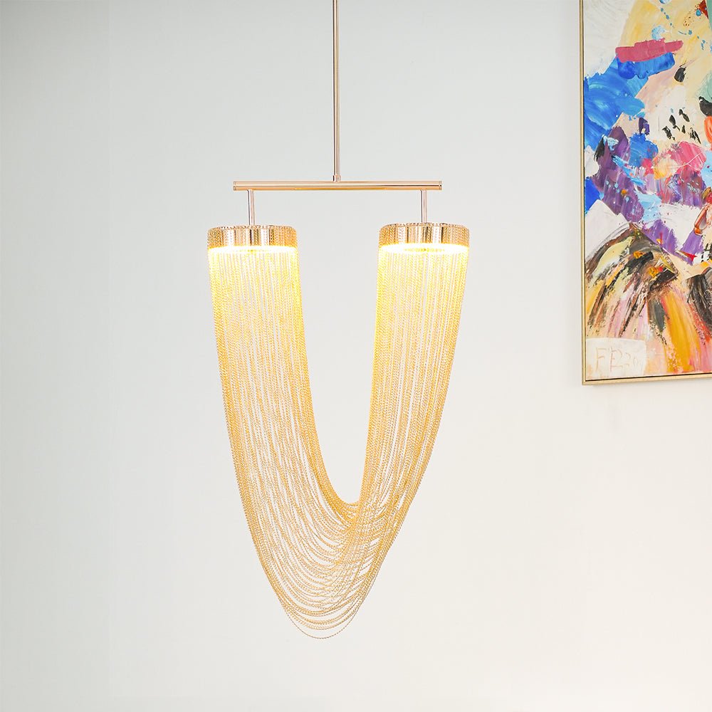 Lustra Pendant Light Copper Chain Sculptural Modern - Letslighting