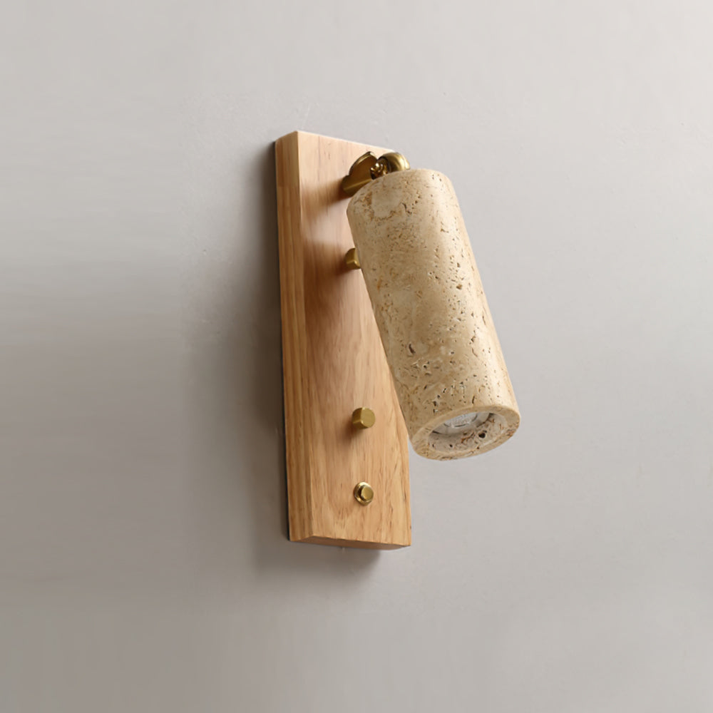 Neptune Wall Lamp Spotlight Yellow Travertine Wood - Letslighting