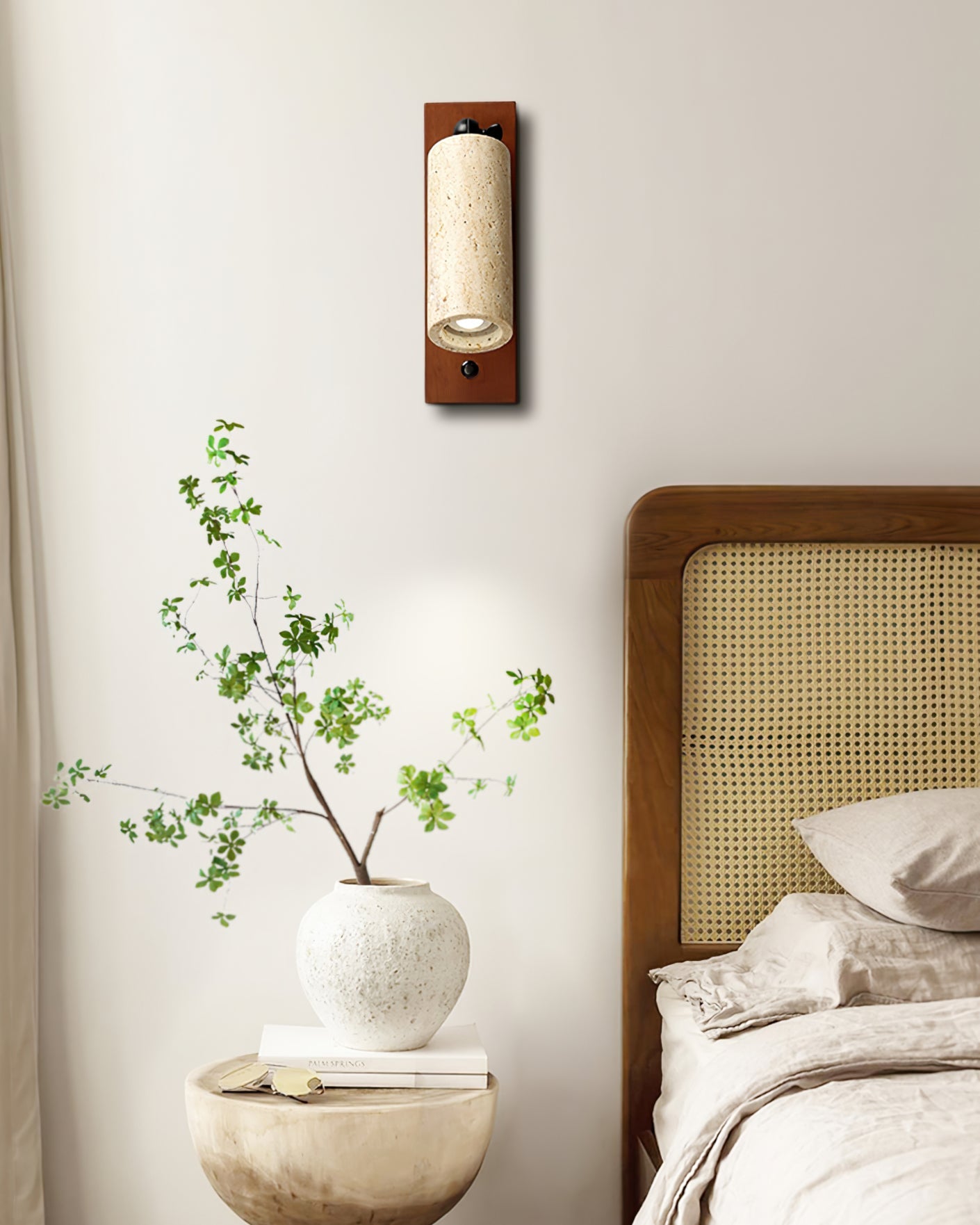 Neptune Wall Lamp Spotlight Yellow Travertine Wood - Letslighting