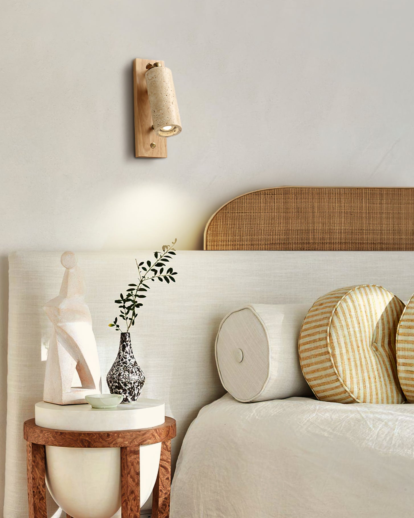 Neptune Wall Lamp Spotlight Yellow Travertine Wood - Letslighting