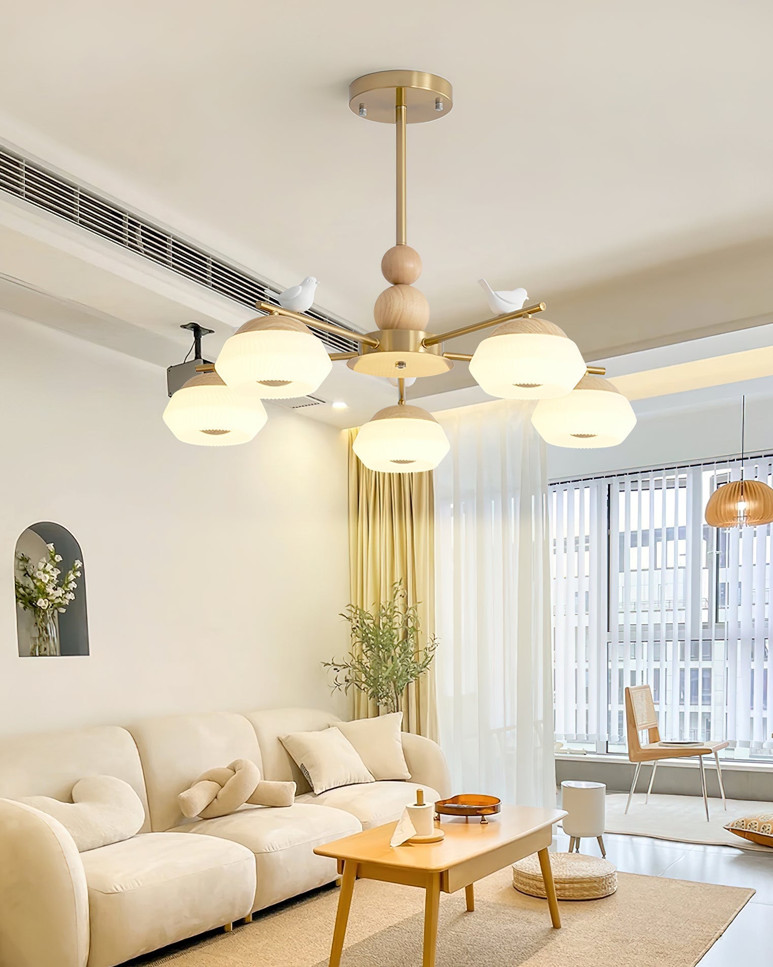Lustra Chandelier Brass Bird Ozawa Elegant - Letslighting