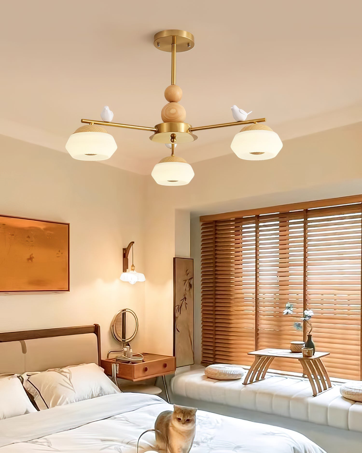 Lustra Chandelier Brass Bird Ozawa Elegant - Letslighting