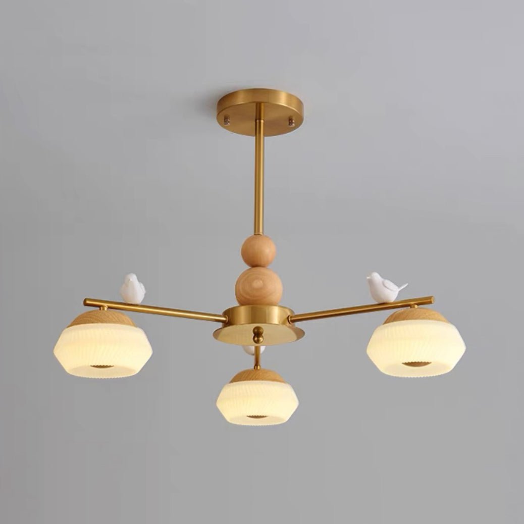 Lustra Chandelier Brass Bird Ozawa Elegant - Letslighting