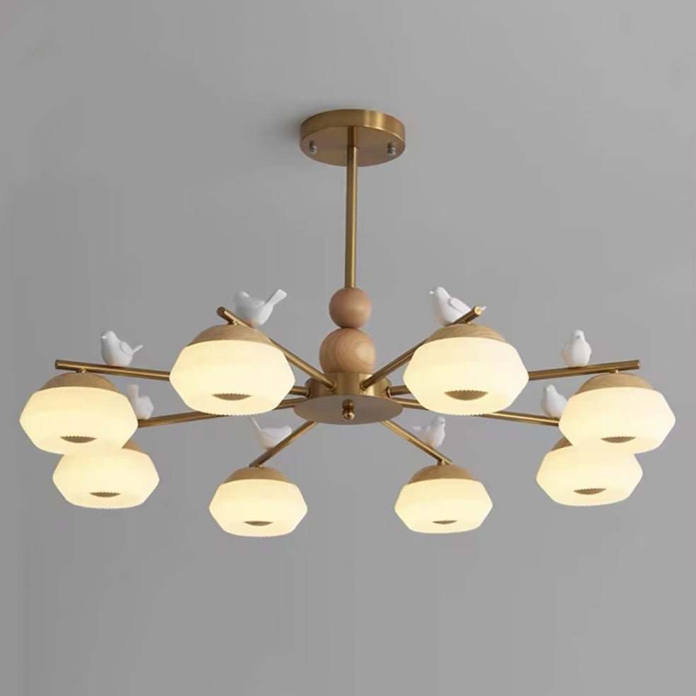 Lustra Chandelier Brass Bird Ozawa Elegant - Letslighting