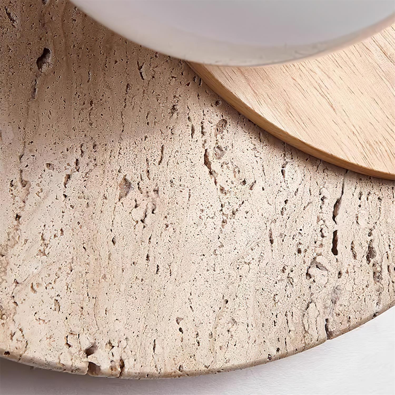 Wall Lamp Overlapping Travertine Disc Walnut Wood Scandinavian - Letslighting