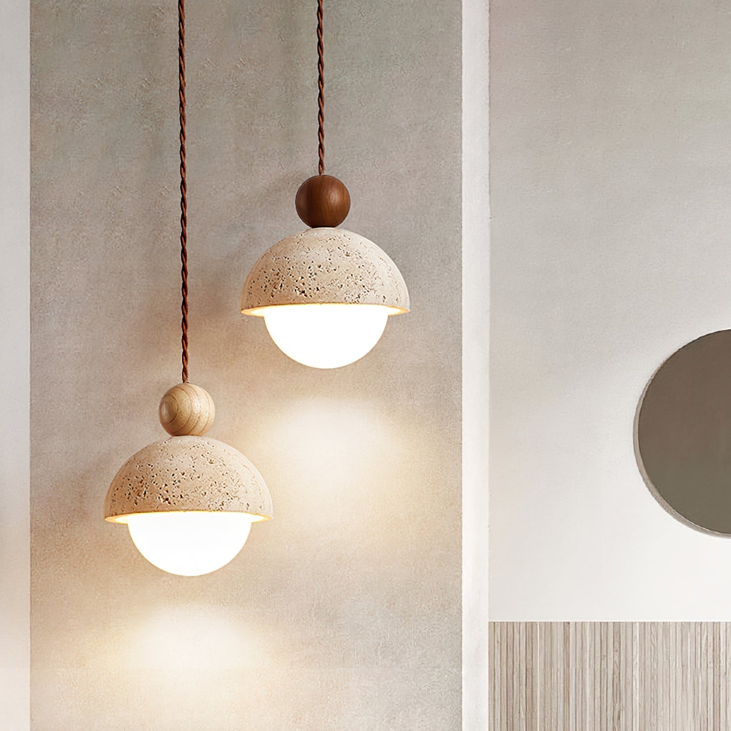Aria Pendant Light Travertine Dome Glass