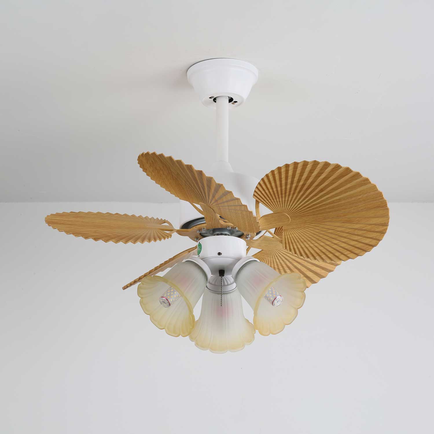 Aurelia Vintage Wood Glass Ceiling Fan Light - Letslighting