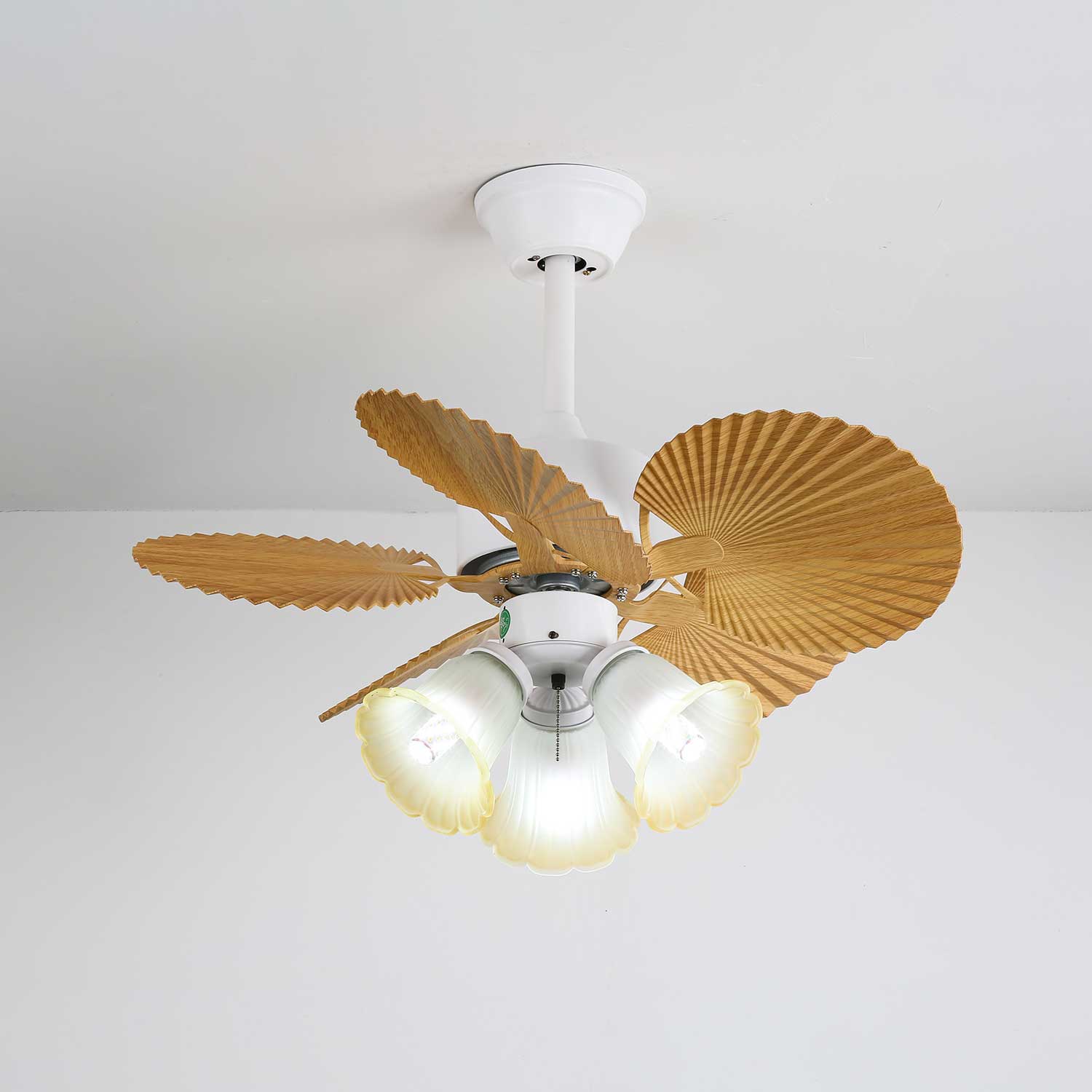 Aurelia Vintage Wood Glass Ceiling Fan Light - Letslighting
