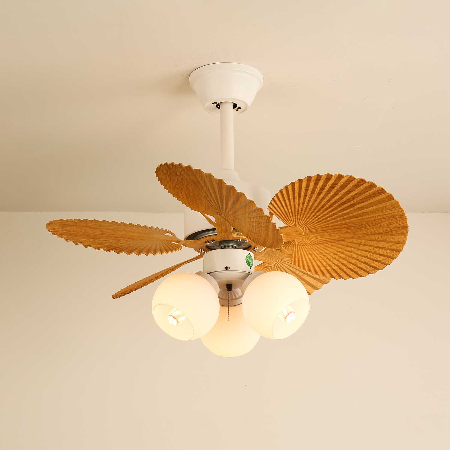 Aurelia Vintage Wood Glass Ceiling Fan Light - Letslighting