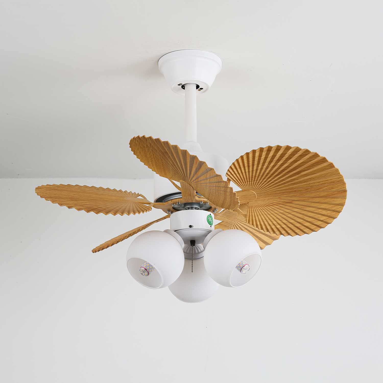 Aurelia Vintage Wood Glass Ceiling Fan Light - Letslighting