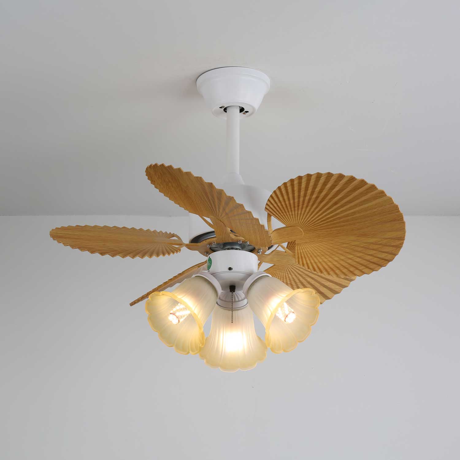 Aurelia Vintage Wood Glass Ceiling Fan Light - Letslighting